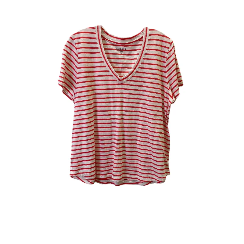 Mega Deal Red & White Top Short Sleeve Basic By Loft, Size: Xl