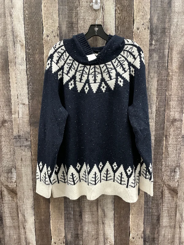 Overstock Sweater By Loft In Blue & White, Size: Xl