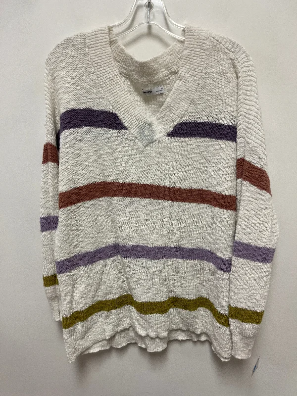 Early Access Sweater By Sonoma In Cream & Purple, Size: 1x
