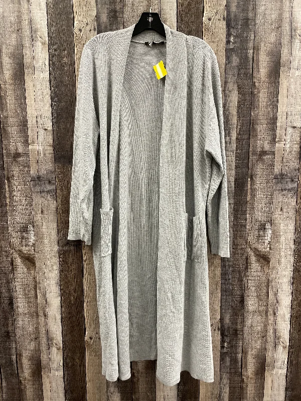 Clearance Sale Sweater Cardigan By Cyrus Knits In Grey, Size: 2x