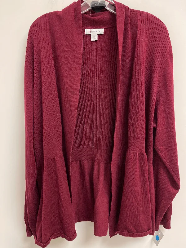 Weekend Deal Sweater Cardigan By Liz Claiborne In Red, Size: 3x