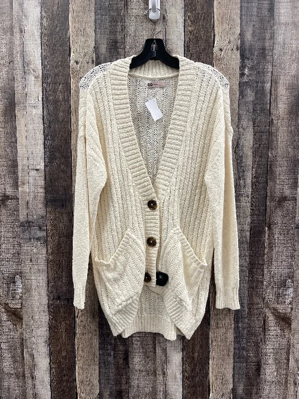 Great Bargains Sweater Cardigan By So In Ivory, Size: S