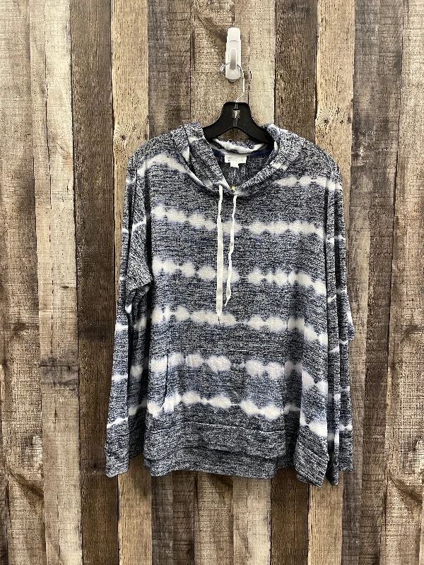 Super Sale Sweatshirt Hoodie By Market & Spruce In Blue & White, Size: 1x