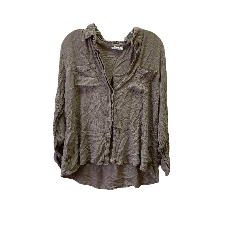 Don't Wait Taupe Top Long Sleeve Basic By Olive And Oak, Size: Xl