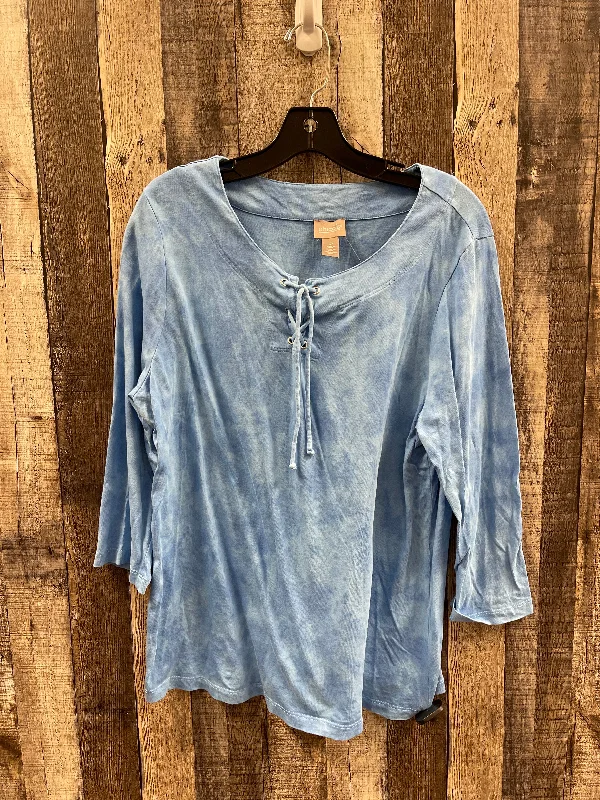 Price Rollback Top 3/4 Sleeve By Chicos In Blue, Size: L