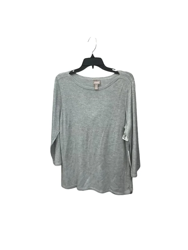 Overstock Top 3/4 Sleeve By Chicos In Grey, Size: L
