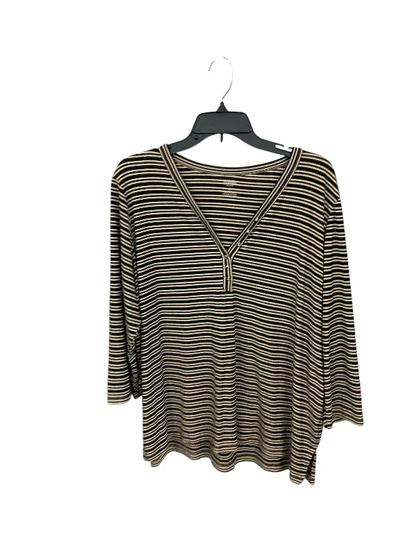 YEAR-End Clearance Top 3/4 Sleeve By Rafaella In Striped Pattern