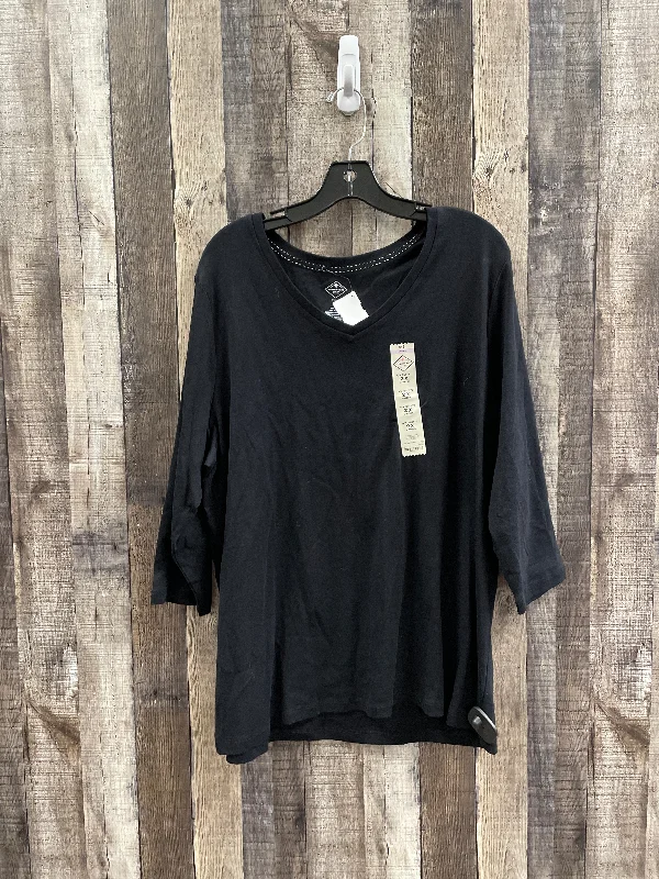 Extra Savings Top 3/4 Sleeve By St Johns Bay In Black, Size: 2x