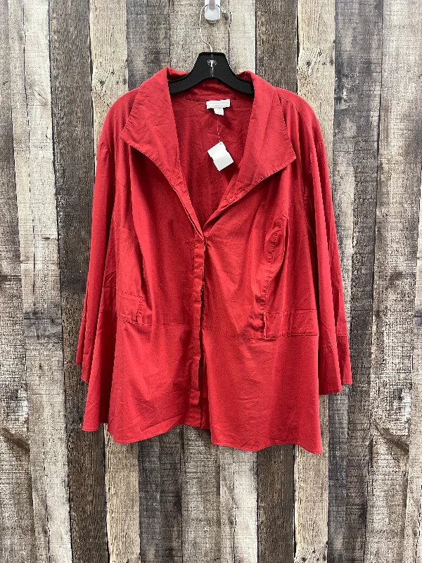 New Deals Top Long Sleeve Basic By Charter Club In Red, Size: 2x