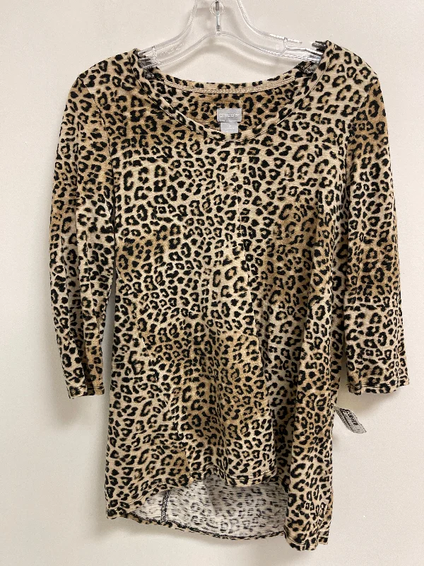 Closeout Top Long Sleeve Basic By Chicos In Animal Print, Size: S