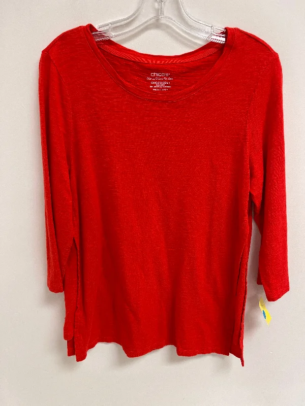 Bonus Savings Top Long Sleeve Basic By Chicos In Red, Size: M