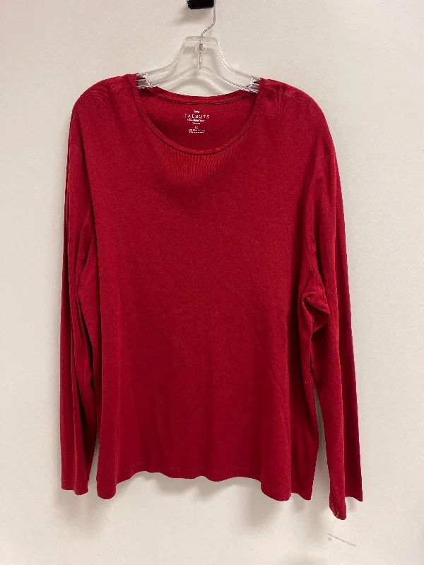 Last Chance Top Long Sleeve Basic By Talbots In Red, Size: 3x