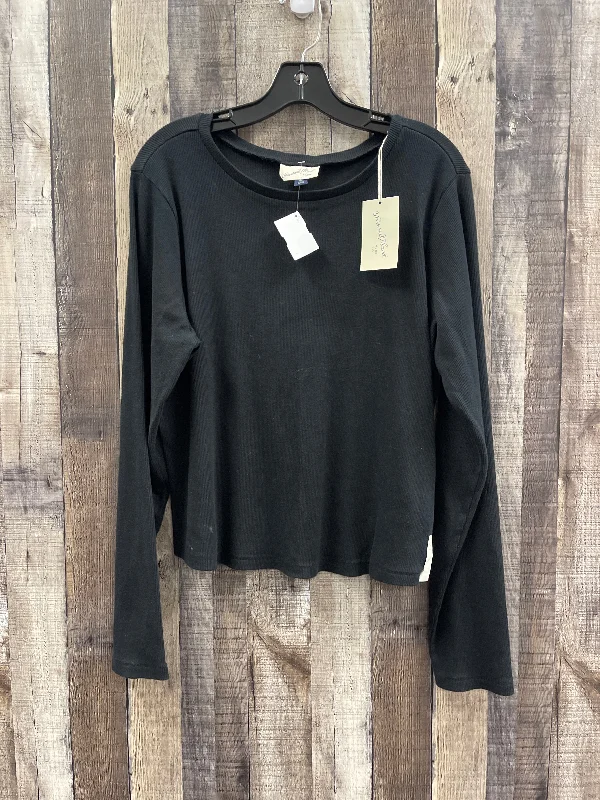 Discount Mania Top Long Sleeve Basic By Universal Thread In Black, Size: 2x