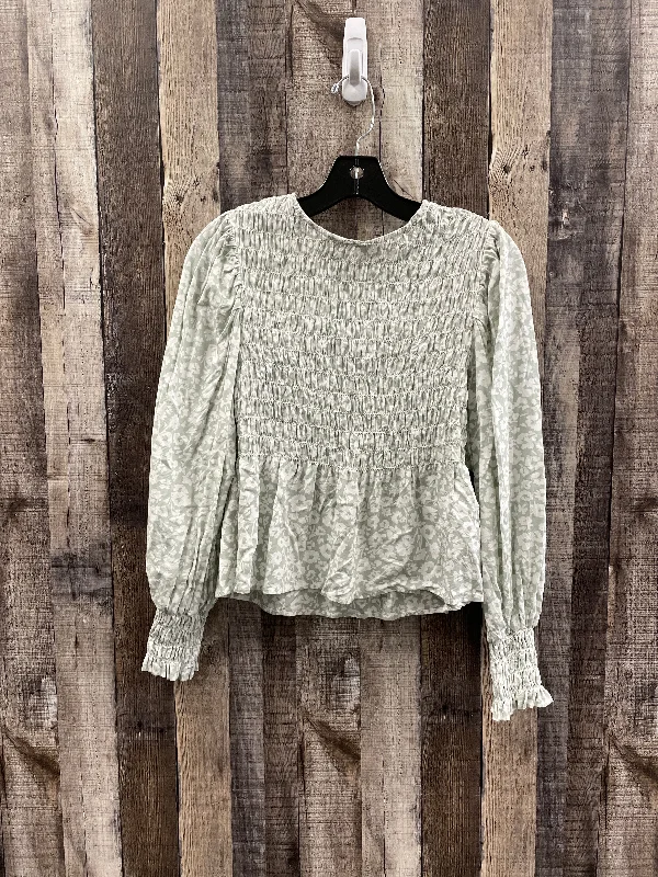 Super Sale Top Long Sleeve By A New Day In Green & White, Size: M