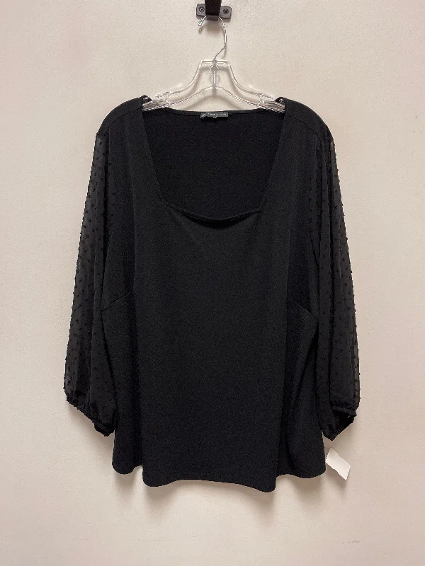 Stock Clearance Top Long Sleeve By Adrianna Papell In Black, Size: 2x