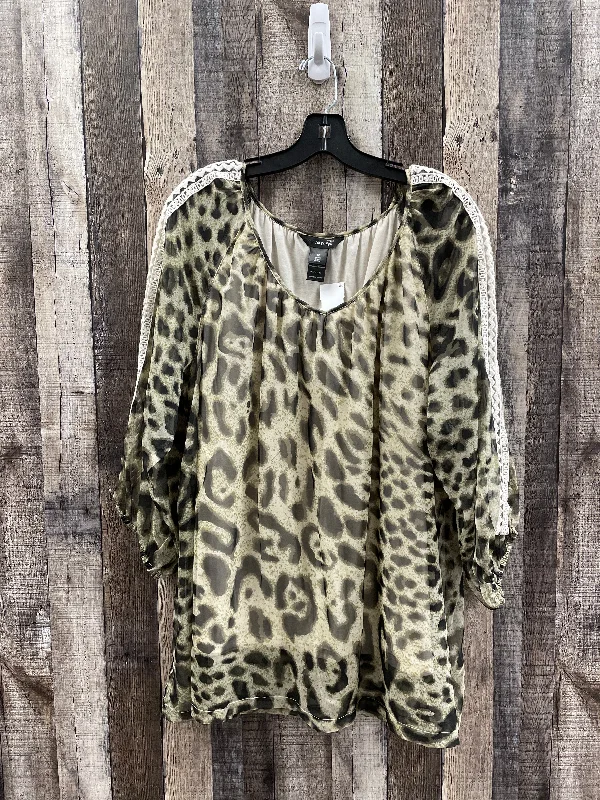 Steals and Deals Top Long Sleeve By Ali Miles In Animal Print, Size: 1x