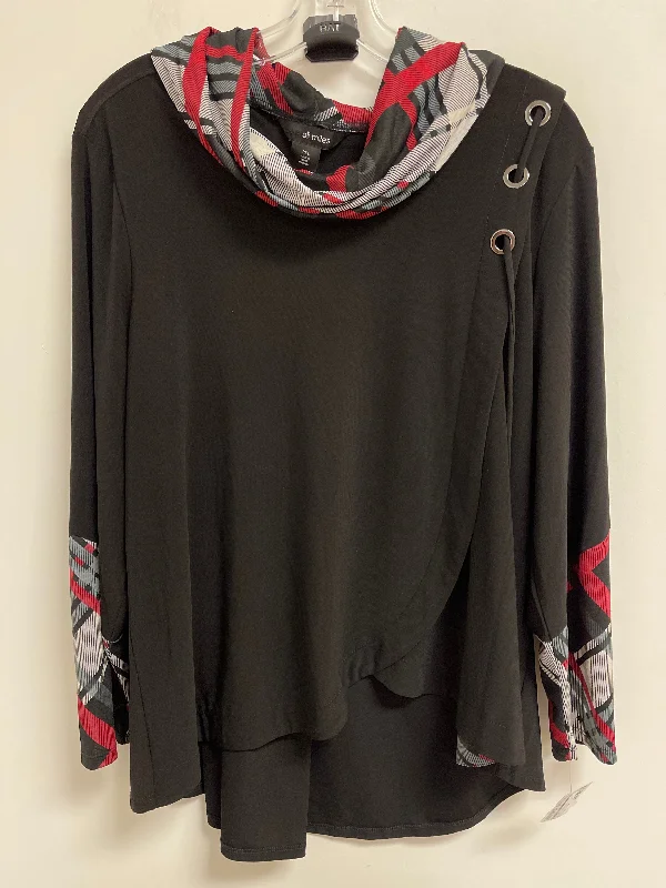 Midnight Sale Top Long Sleeve By Ali Miles In Black & Red, Size: Xlp