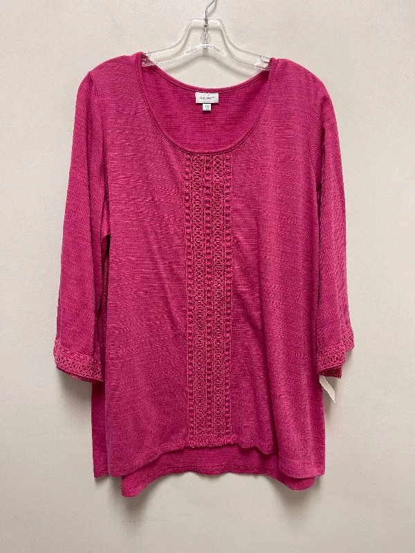 Closeout Top Long Sleeve By Avenue In Pink, Size: 2x