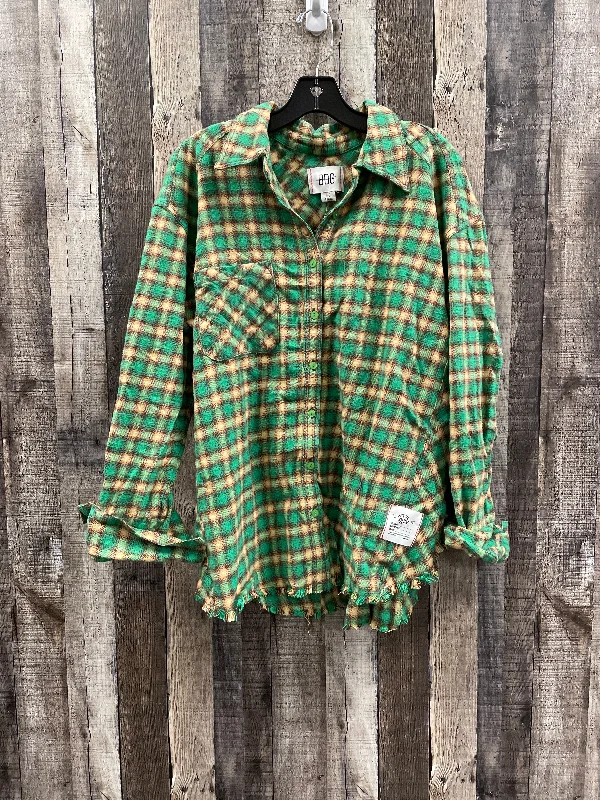 Huge Savings Top Long Sleeve By Bdg In Plaid Pattern, Size: L