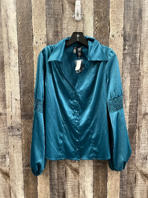Act Now Top Long Sleeve By Bisou Bisou In Teal, Size: L