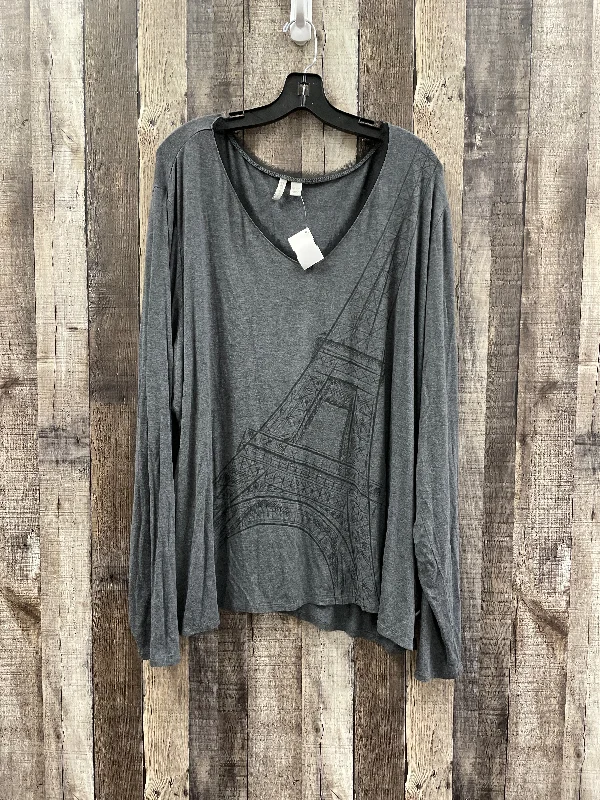 Early Access Top Long Sleeve By Cato In Grey, Size: 4x
