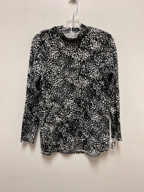 Price Drop Top Long Sleeve By Chicos In Black & Cream, Size: S