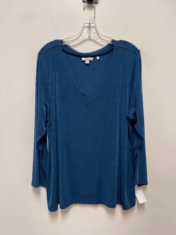 Low Prices Top Long Sleeve By Chicos In Blue, Size: 2x