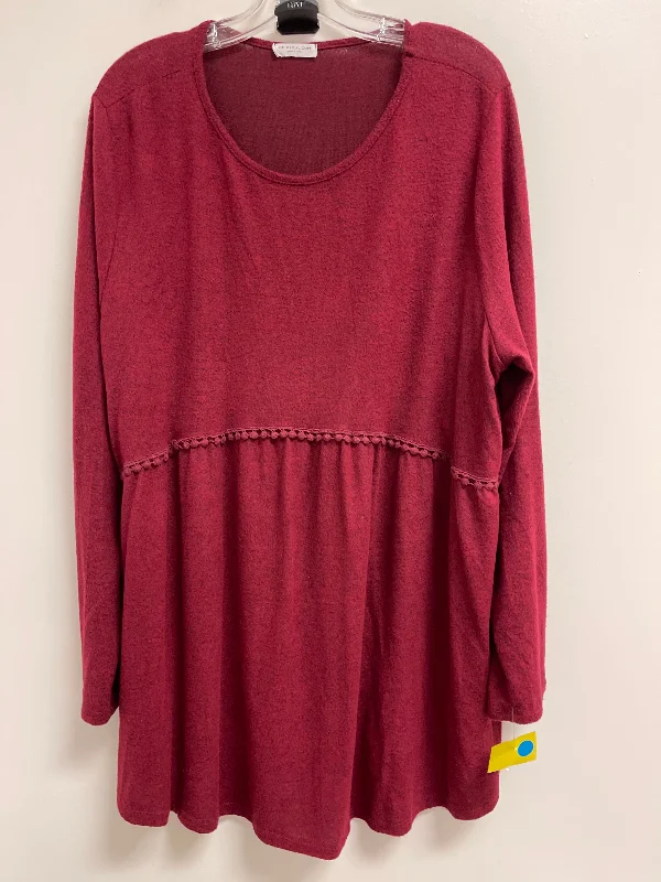 Exclusive Access Top Long Sleeve By Chicsoul In Red, Size: 3x