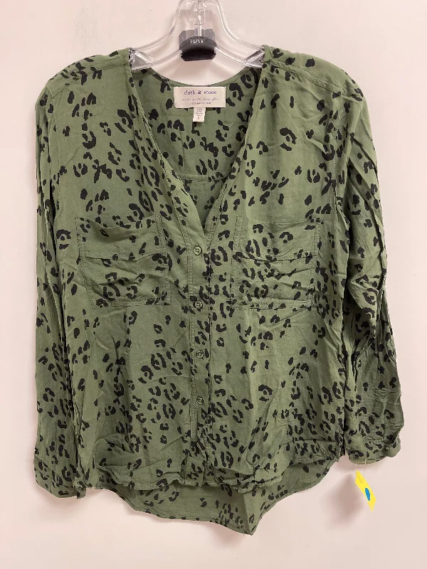 Seasonal Clearance Top Long Sleeve By Cloth & Stone In Black & Green, Size: S