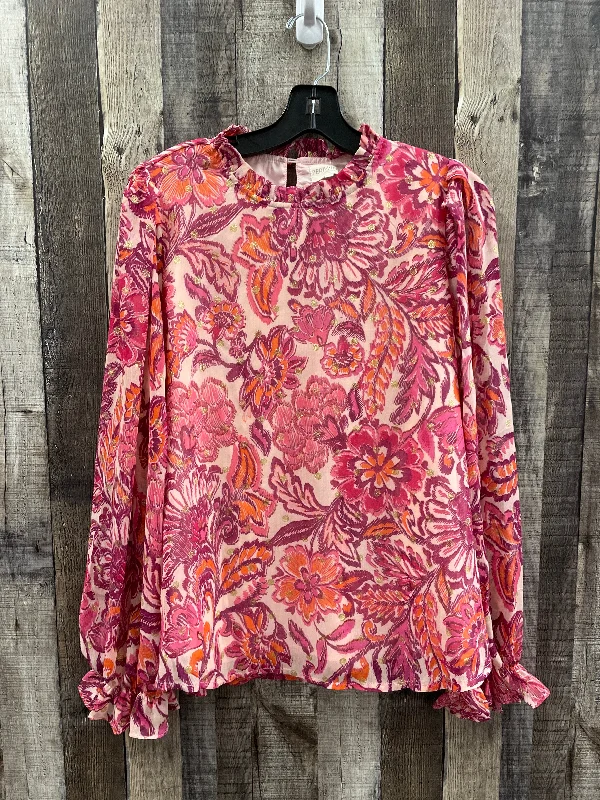 Savings Alert Top Long Sleeve By Cme In Floral Print, Size: L