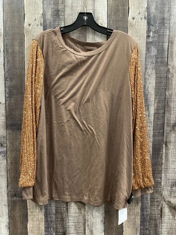 Unbeatable Prices Top Long Sleeve By Cme In Tan, Size: L
