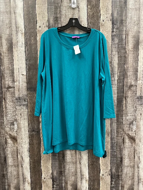 Buy More, Save More Top Long Sleeve By Cme In Teal, Size: Xxxl