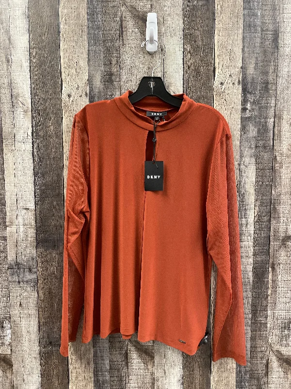 Price Slash Top Long Sleeve By Dkny In Orange, Size: Xl