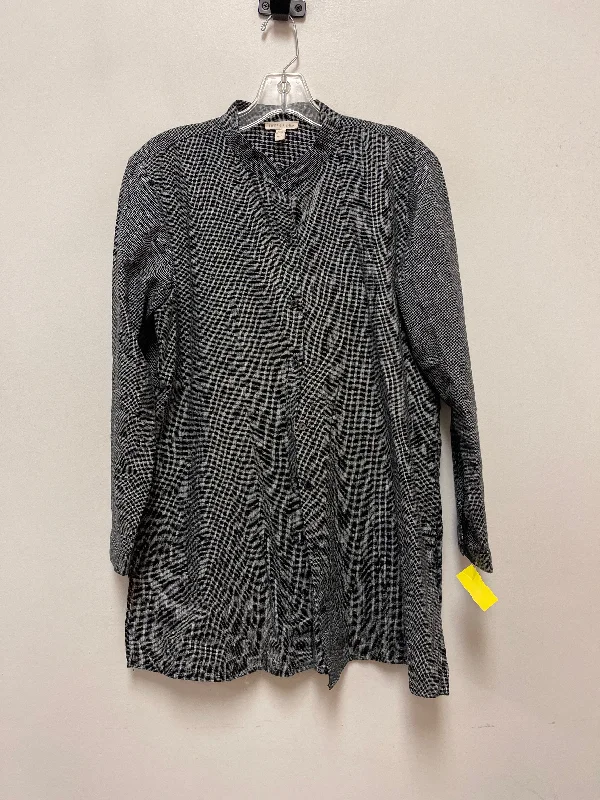 Hot Deal Top Long Sleeve By Eileen Fisher In Black & White, Size: S