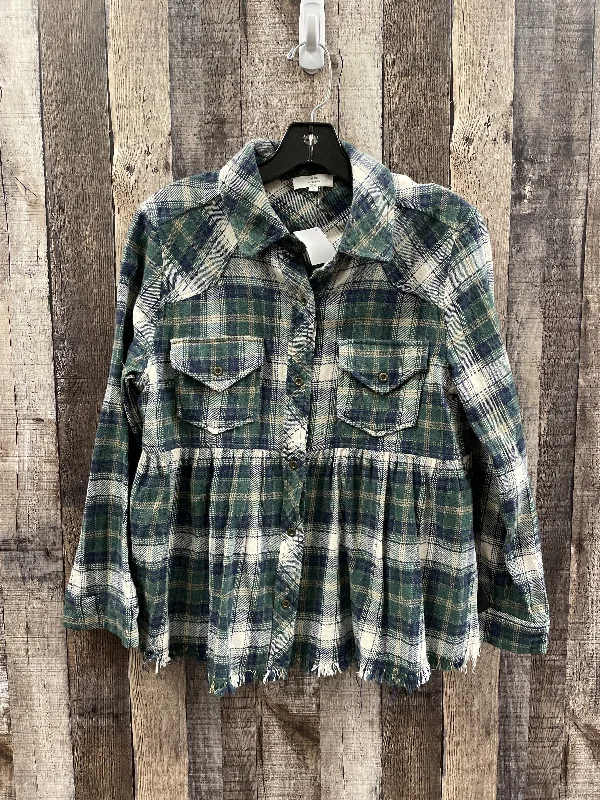 Warehouse Sale Top Long Sleeve By Entro In Plaid Pattern, Size: S