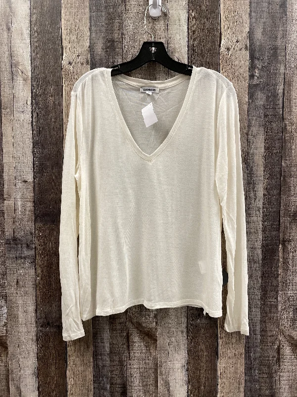 Last Chance Top Long Sleeve By Express In Cream, Size: S