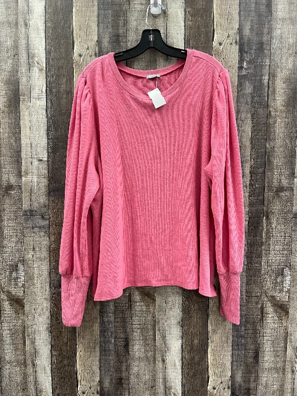 Limited Time Discount Top Long Sleeve By Falls Creek In Pink, Size: 2x