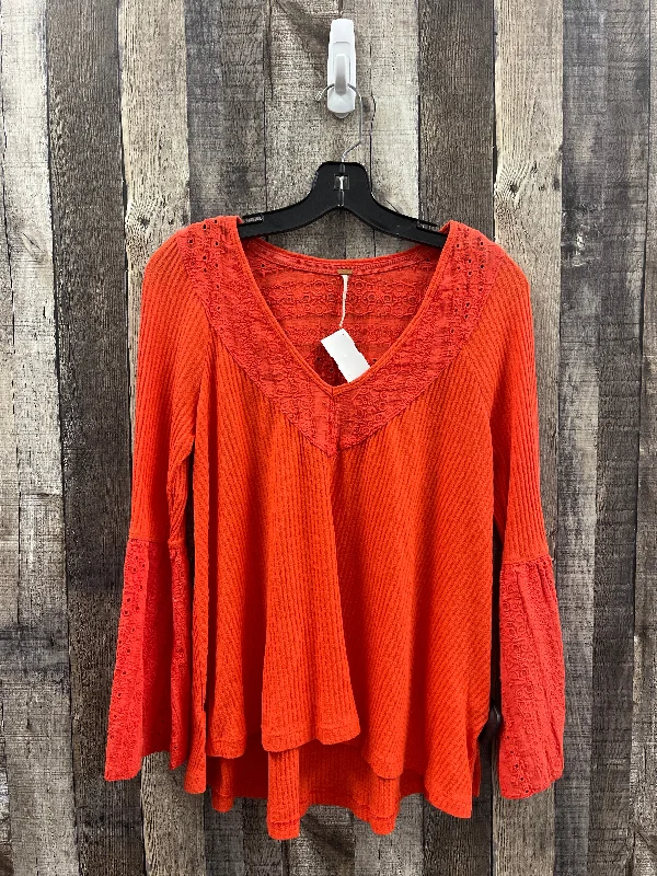 Low Prices Top Long Sleeve By Free People In Orange, Size: Xs
