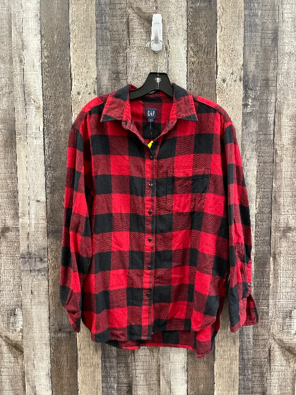 Savings Bonanza Top Long Sleeve By Gap In Plaid Pattern, Size: S