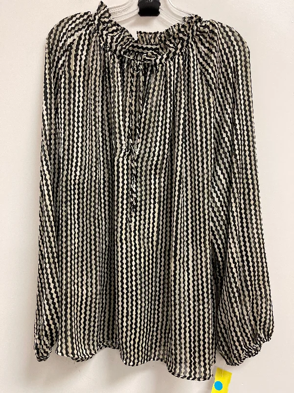 Bargain Bin Top Long Sleeve By H&m In Black & Cream, Size: 2x