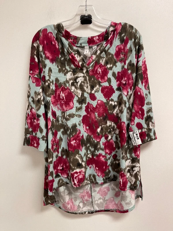 Members Only Top Long Sleeve By Honeyme In Blue & Pink, Size: L