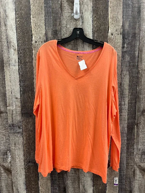 Buy Now Top Long Sleeve By Hue In Orange, Size: 2x