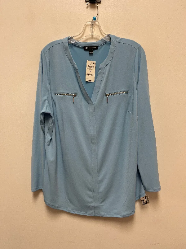 Sneak Peek Sale Top Long Sleeve By Inc In Blue, Size: 1x