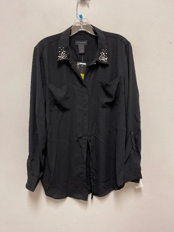Major Savings Top Long Sleeve By Investments In Black, Size: L