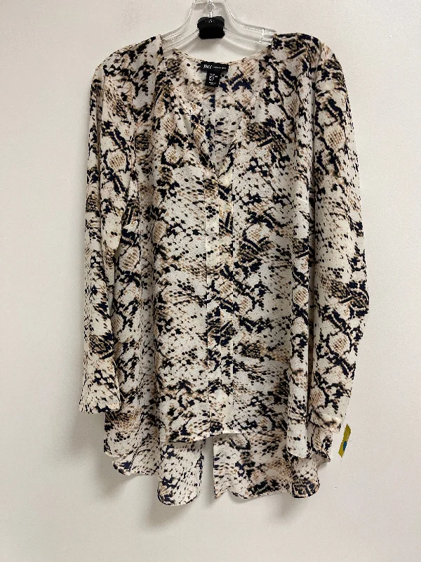 Holiday Sale Top Long Sleeve By Jones New York In Snakeskin Print, Size: Xl
