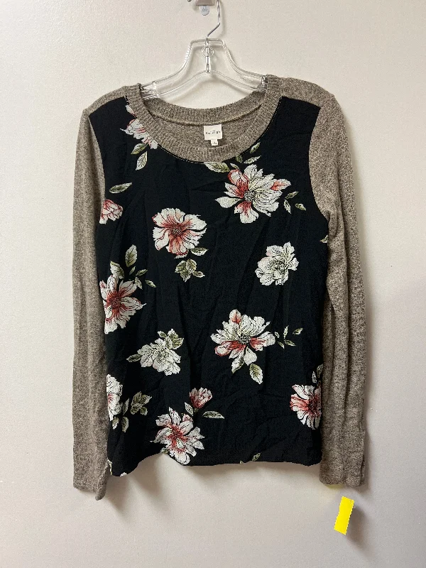 Referral Discount Top Long Sleeve By Kaleigh In Black & Cream, Size: S