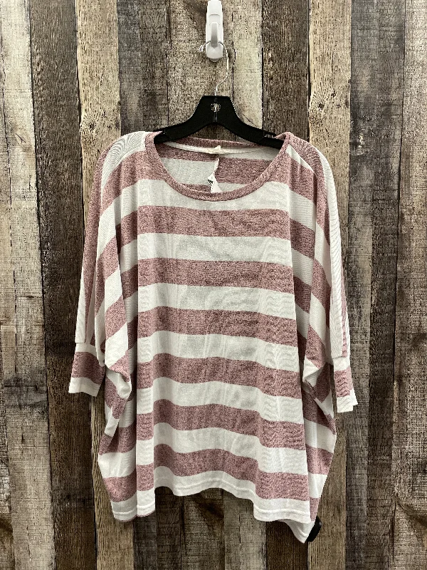 Stock Up and Save Top Long Sleeve By La Miel In Pink & White, Size: S