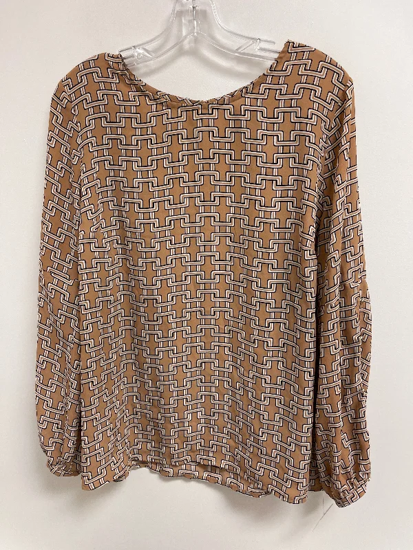 Hurry In Top Long Sleeve By Liz Claiborne In Brown, Size: L