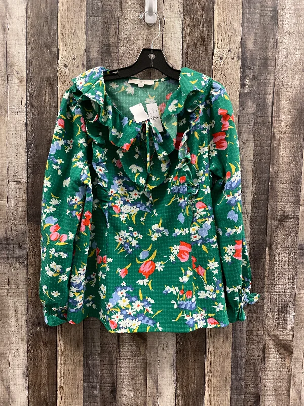 Markdowns Top Long Sleeve By Loft In Floral Print, Size: L