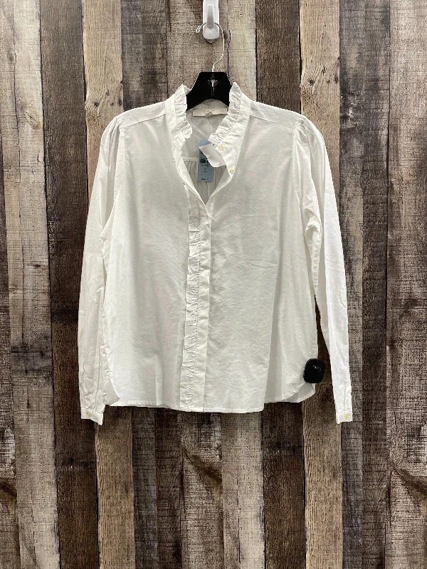 Online Exclusive Top Long Sleeve By Loft In White, Size: Petite   S